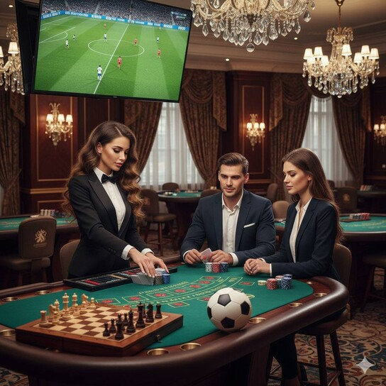 A vibrant casino floor with state-of-the-art slot machines and elegant table games